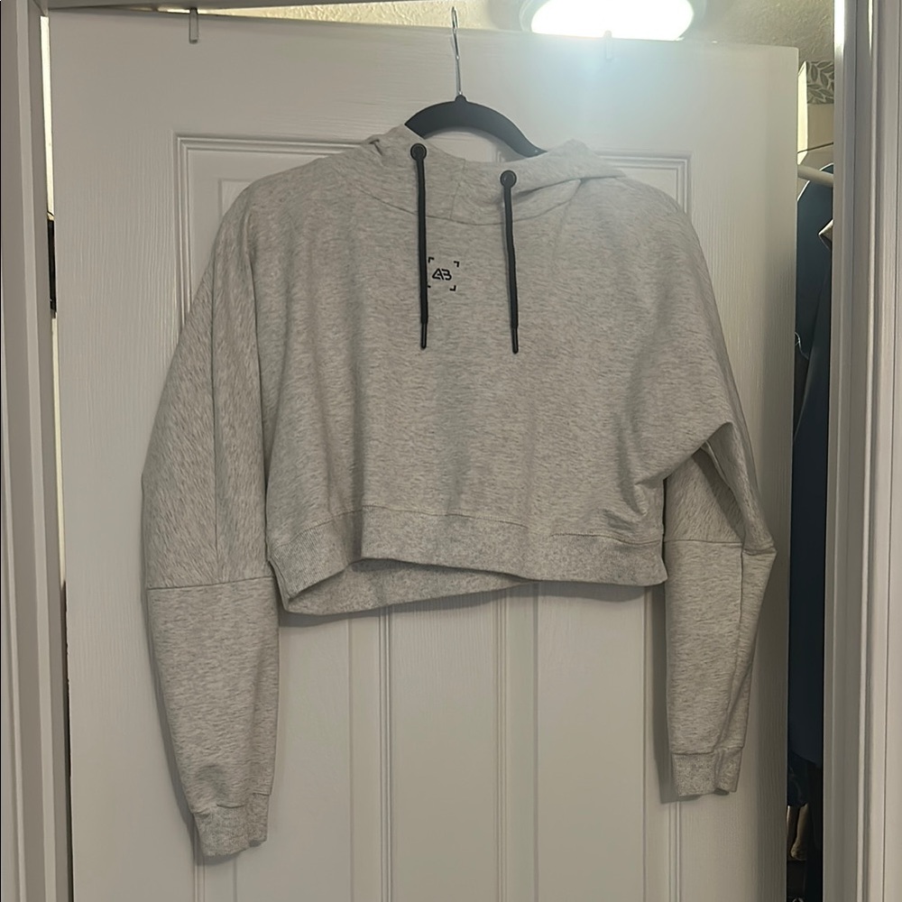 Gray Cropped athletic Hoodie